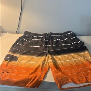 Men's Gradient Swim Shorts - Black and Orange
